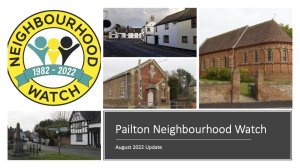 August update on new Neighbourhood Watch for the Parish Council Meeting